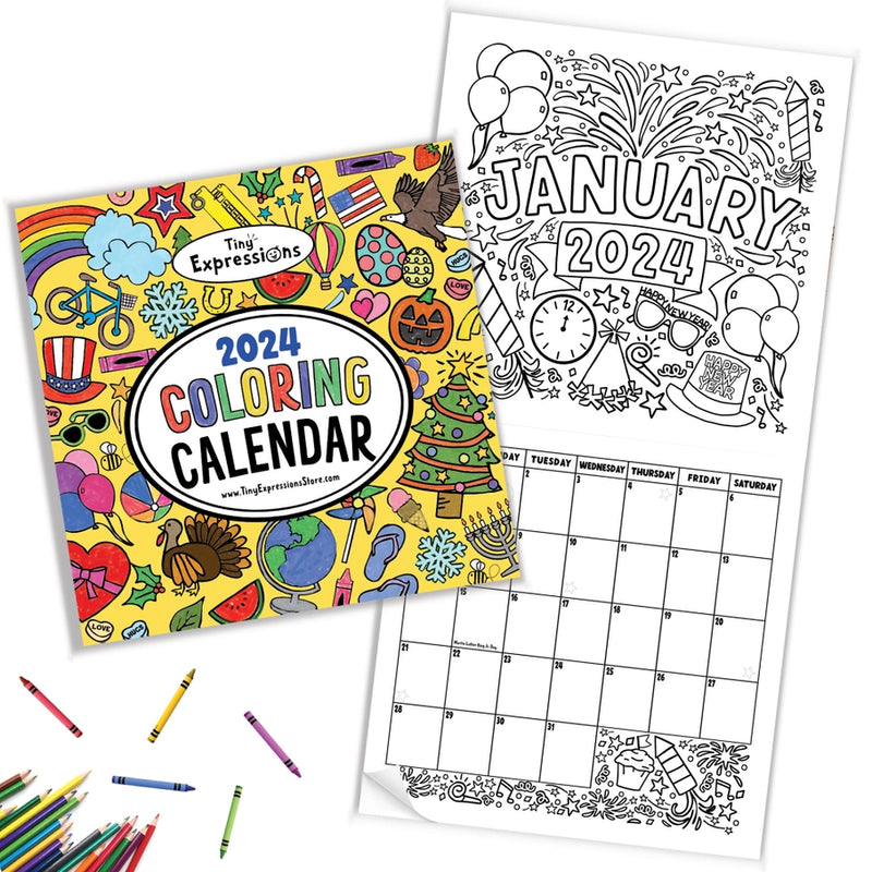 2024 Monthly Coloring Wall Calendar For Kids