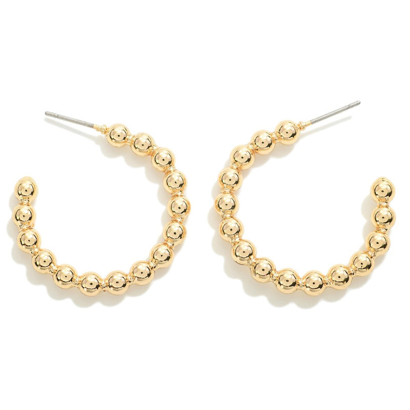 Polished Bead Hoop Earrings