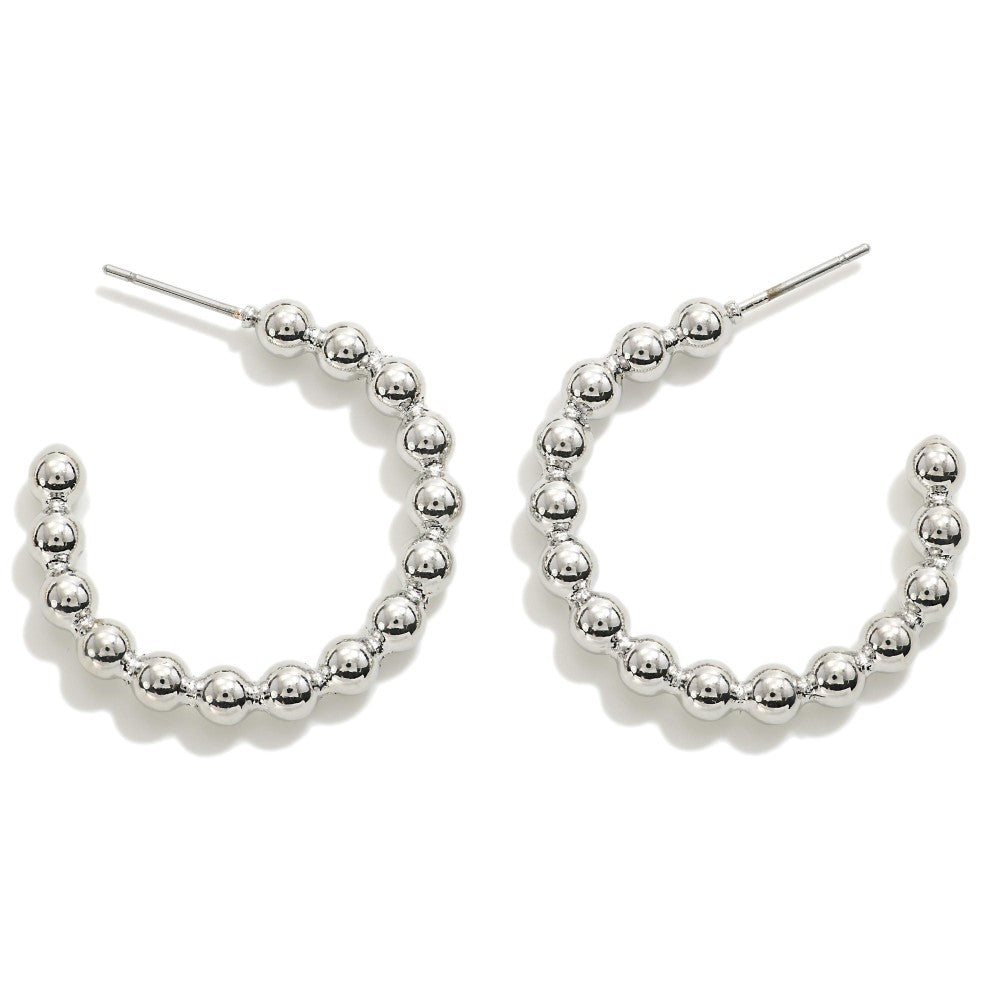 Polished Bead Hoop Earrings