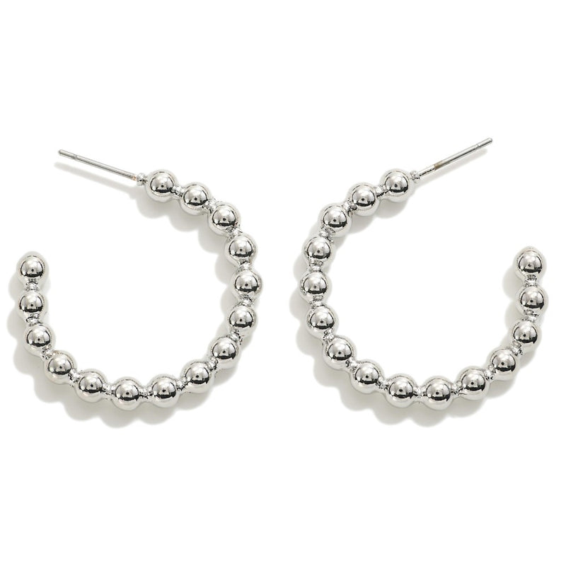 Polished Bead Hoop Earrings