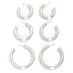 Triple Charm Chunky Hoop Set