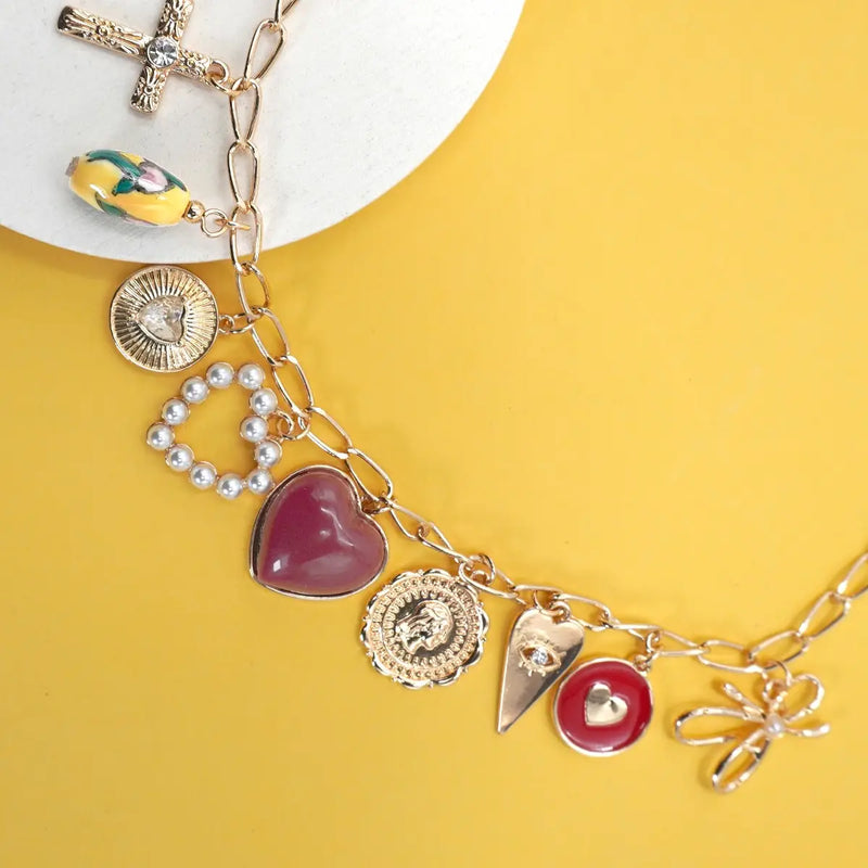 Heart Toile Charm Necklace