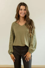 Sage Waffle Knit Top