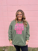 Jesus Loves You Puff Crewneck