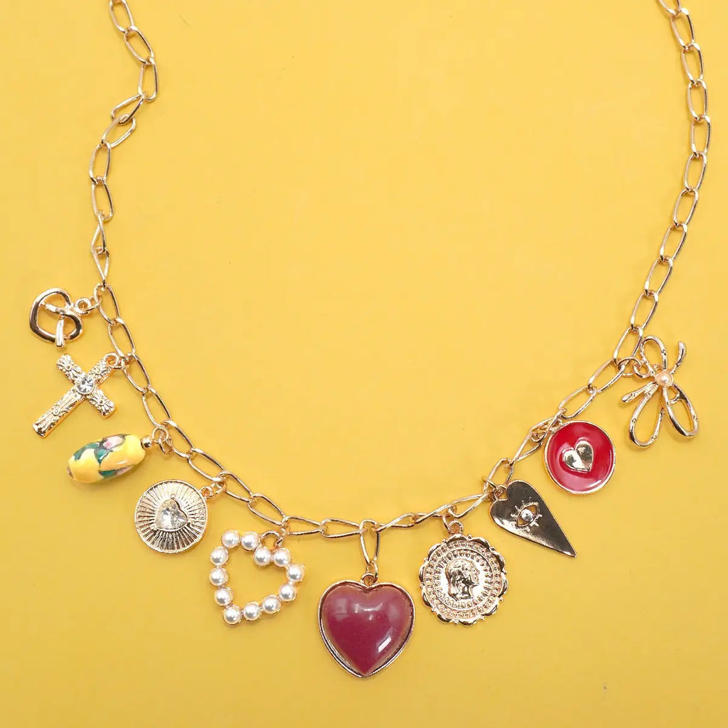 Heart Toile Charm Necklace