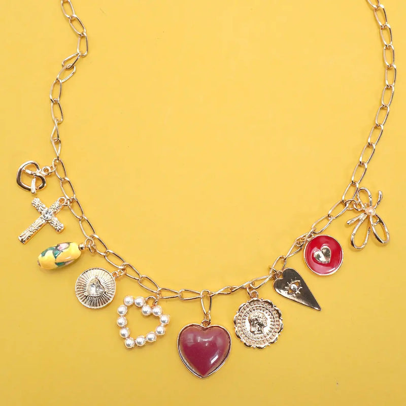 Heart Toile Charm Necklace