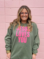 Jesus Loves You Puff Crewneck