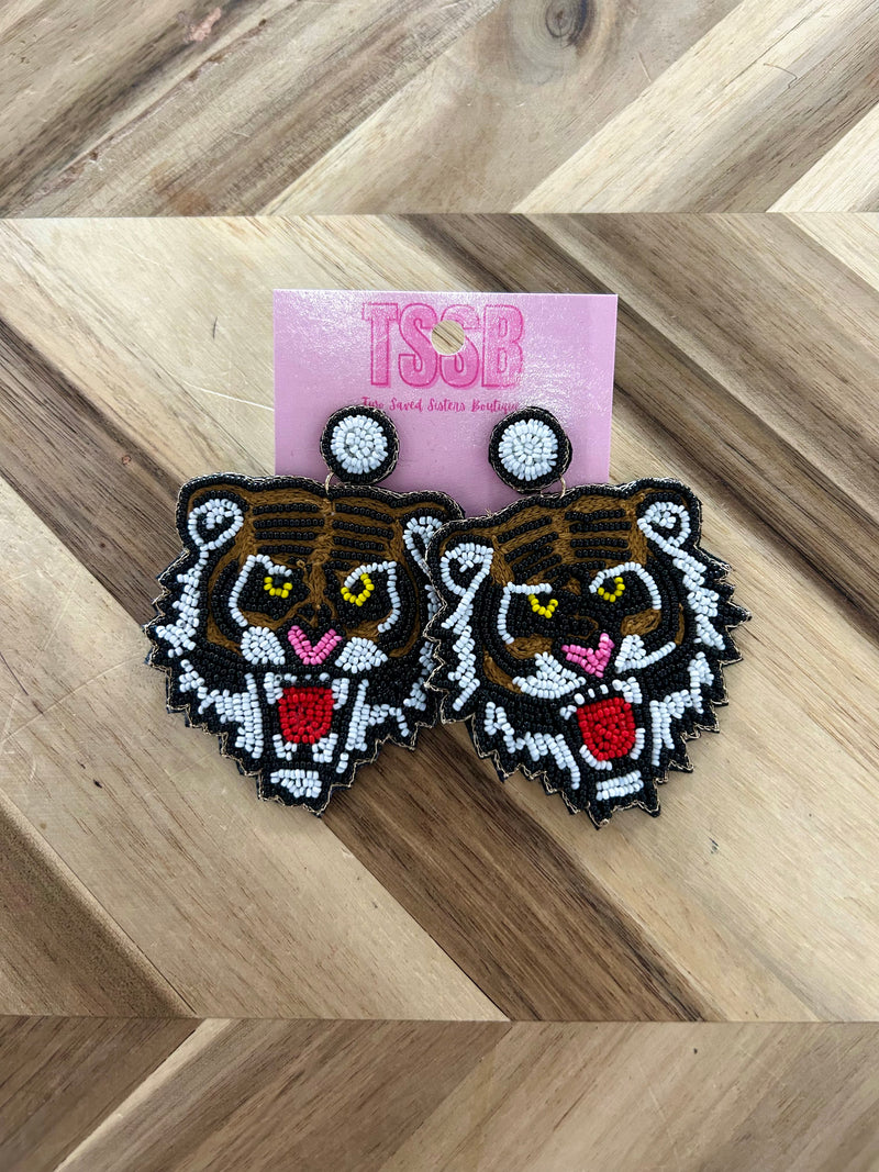 Tigers Beaded Earrings