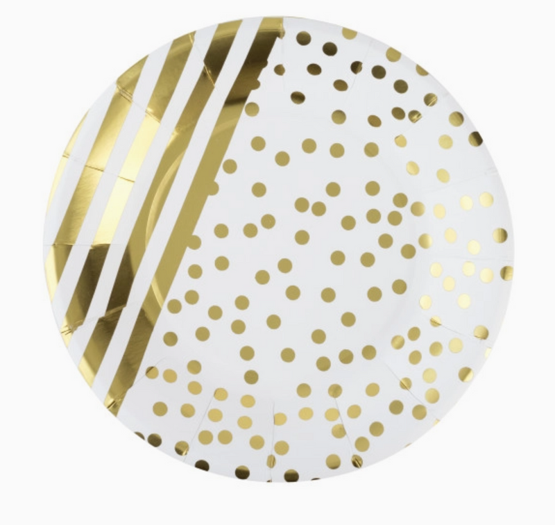Gold Stripe & Dot Party Plates