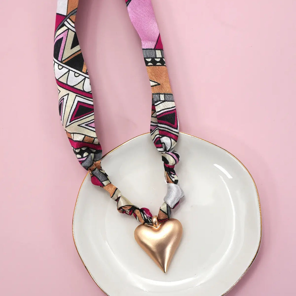 Bold Heart Scarf Necklace