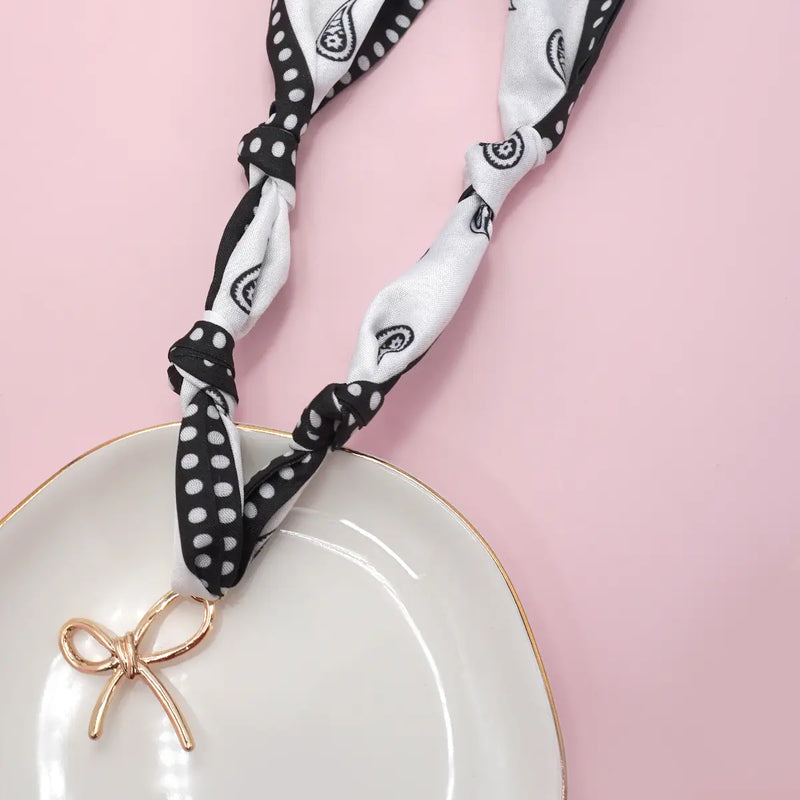 Dotted Charm Bow Scarf Necklace