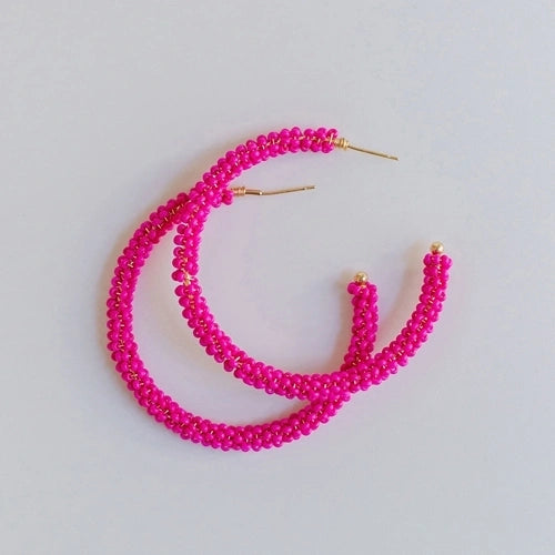 Emma Seed Bead Hoop Earrings